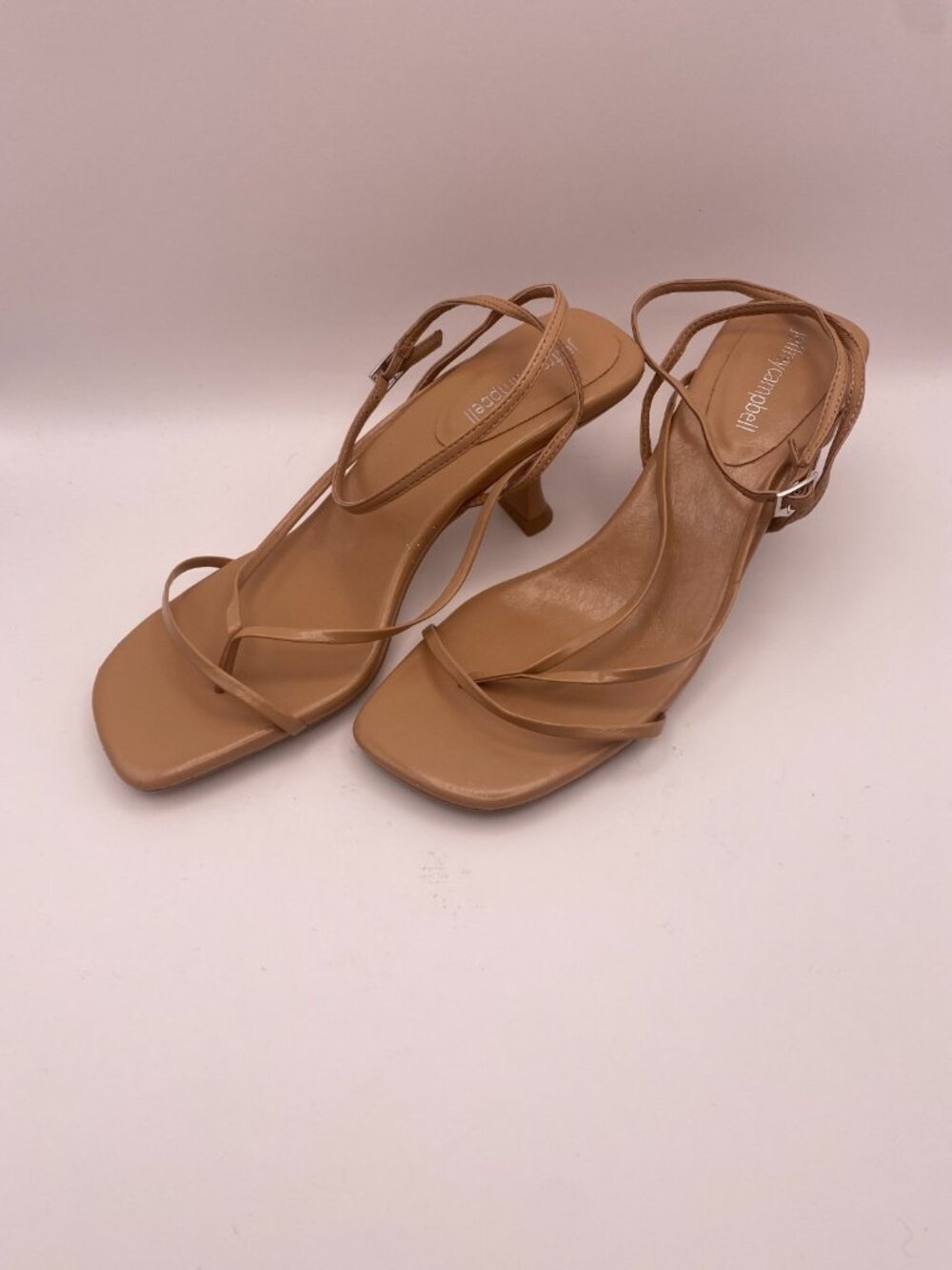 Jeffrey Campbell Womens Fluxx Strappy Tan Leather Heel Sandal Sz 7.5